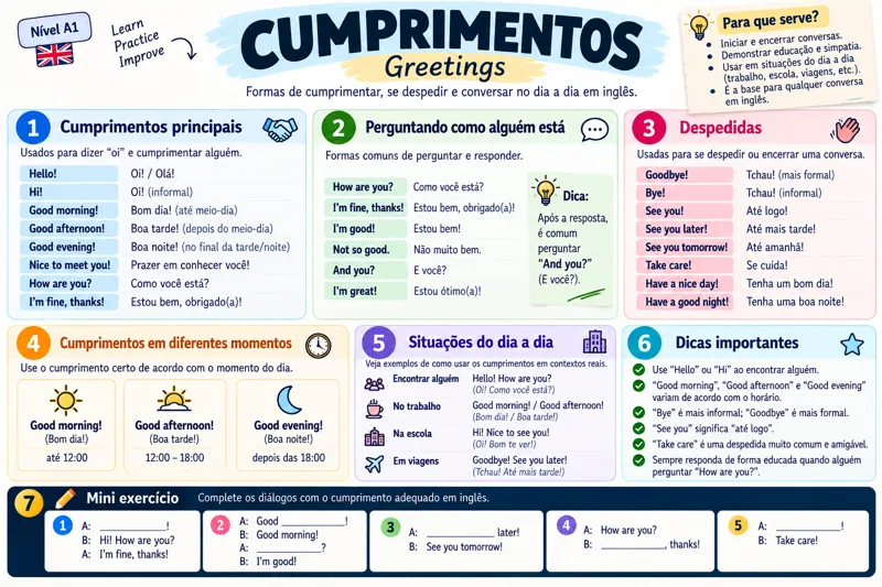 Mapa mental original: Cumprimentos